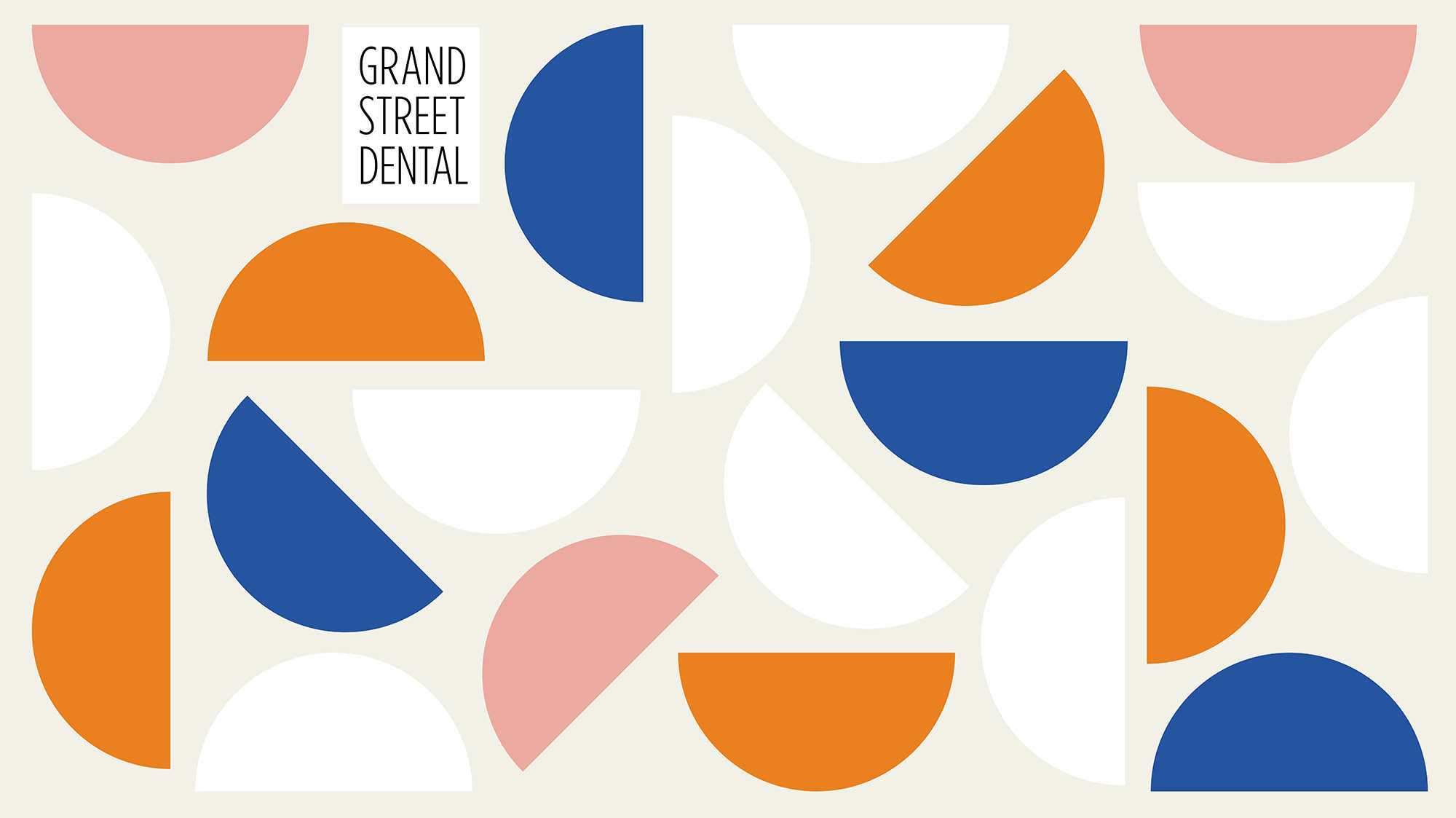 Grand Street Dental Branding - Colored Half Circle Smiles arranged in a random pattern.